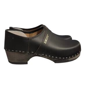 SIMSON Maestro Clogs — Black Leather Wooden Clogs — Women’s EU 37 / US ~6.5–7
